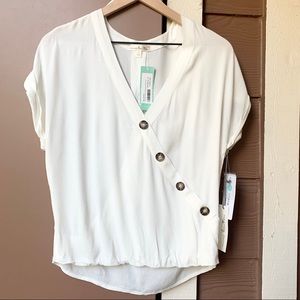 Nine Britton Thorley Surplice Button Detail Top